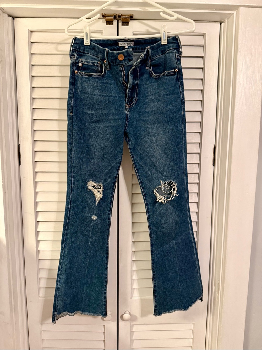 Dear John Dark Blue Distressed Flare Jeans